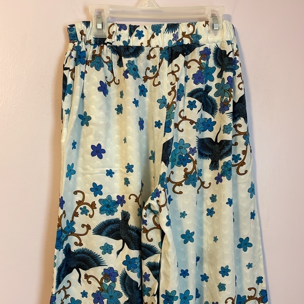 Jaase Blue Floral Bird Wide Leg Boho Palazzo Pants size XS - Picture 10 of 16